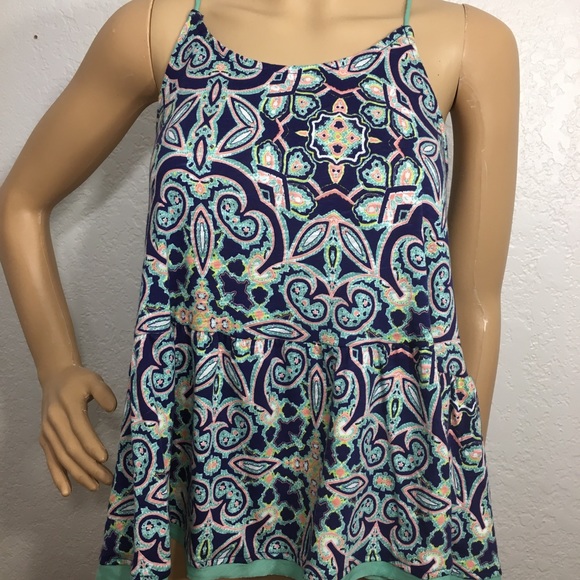 Anthropologie Blue Paisley Swing Top - Picture 1 of 8